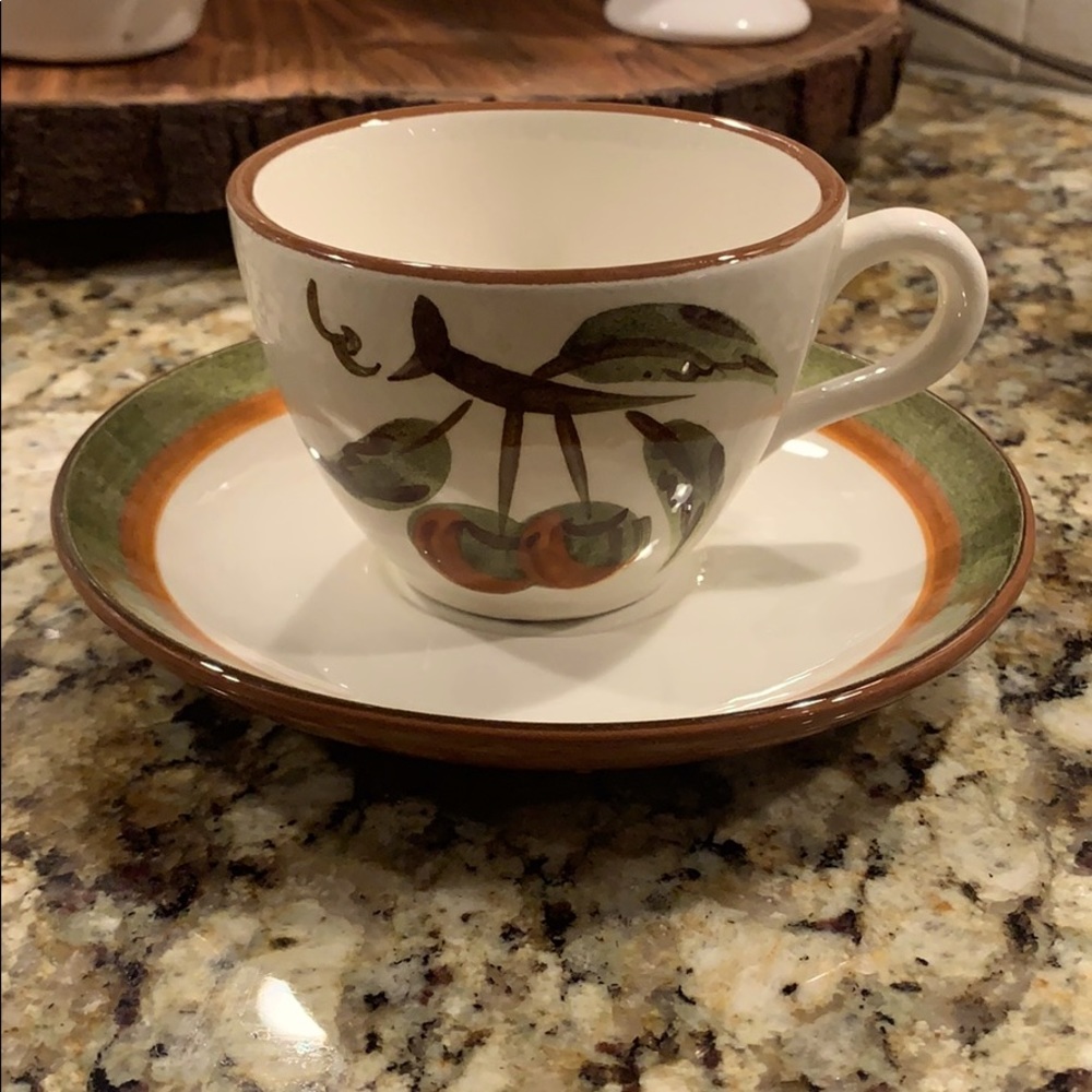 Vintage Stangl Orchard Song cup and saucer.